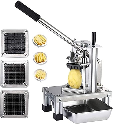 Do-Electr Coupe Frites Professionnel en Acier Inoxydable, Appareil Decoupe Frite Commercial Coupe-légumes avec Lames en Acier Inoxydable 304 de Dimensions 1/4 1/2 3/8 et Plaque Aliments