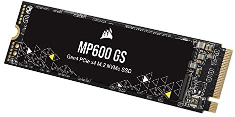 Corsair MP600 GS 500 GB PCIe Gen4 x4 NVMe M.2-SSD – Hochdichter TLC NAND – M.2 2280-Formfaktor – Kompatibel mit DirectStorage – Bis zu 4.800 MB/s – Ideal für PCIe 4.0-Notebooks – Schwarz