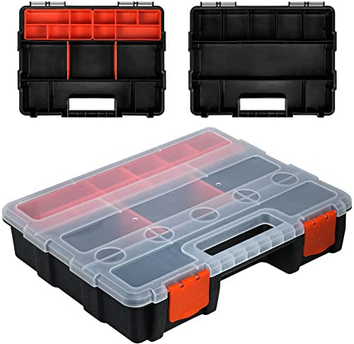 Cisolen Sortmaster scatola porta attrezzi minuteria scatola di smistamento Scatola portaoggetti in plastica scatola organizer portatile Set di 22 scomparti per viti, dadi, attrezzi, piccole parti