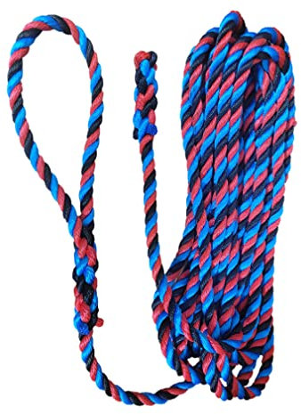 14mm Multi Colour Softline Mooring Rope With Loop & Back Splice - Red - Black - Blue - Floating Mooring Line - Narrowboats & Yachts (20ft Long)