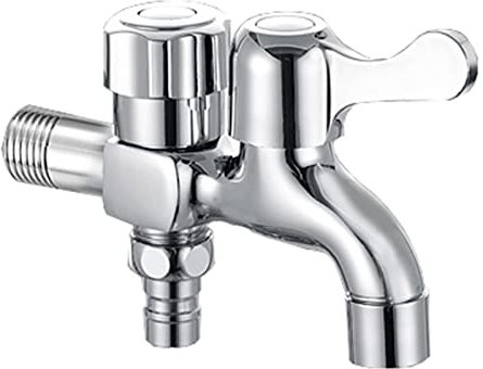 FQYEP Doppel Wasserhahn1 /2 Zoll,Doppel Wasserhahn Eckventil 1/2,Doppel Wasserhahn Waschmaschine 1/2 Zoll,Doppel Wasserhahn Messing,Aus Messing Rost-Und Frostsicher,Chrom B