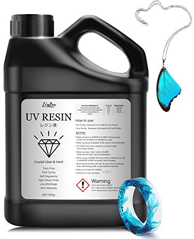 UV Harz - 500g Kristallklarer Kleber, Verbessertes Ultraviolett Härtendes Epoxidharz für die Schmuckherstellung, Harz Kunsthandwerk - Geruchsarmer UV Kleber Resin zum Gießen, DIY-Harzformen, Basteln