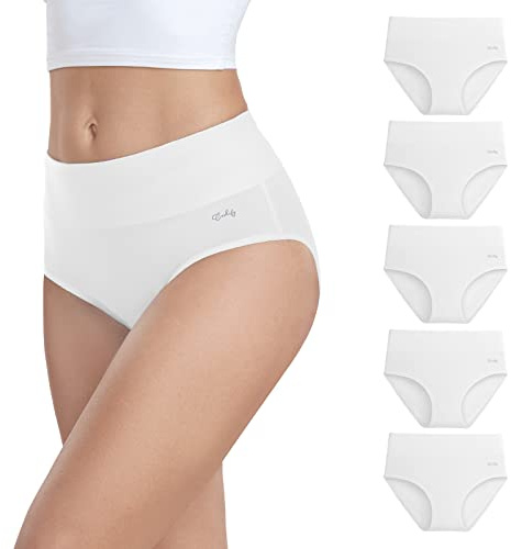 anqier Unterhosen Damen 5er Pack Stretch Baumwolle Hohe Taille Slips Damen