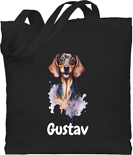 Baumwolltasche - Hunde - Dackel - Hundebesitzern Geschenk - Unisize - Schwarz - tasche geschenke für hundefans hundebesitzer dachshund jutetasche faltbare einkaufstasche hund hundemotiv dackelmotiv