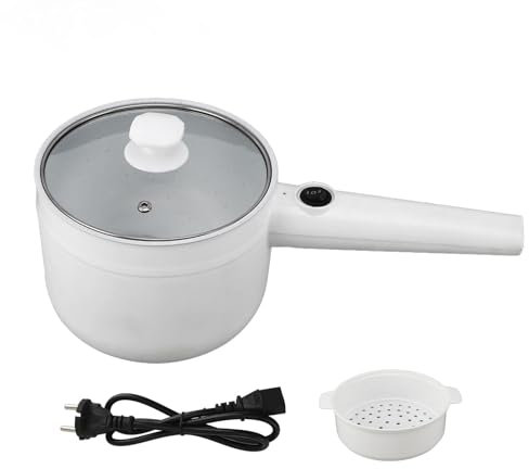 Olla de Cocina Eléctrica, Mini Olla de Ramen Eléctrica Multifuncional de Calentamiento Rápido de 1,8 L para Carne, Pasta, Shabu, Huevo, Ramen (Enchufe europeo 220V)