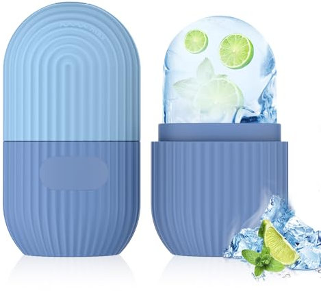 Ice Roller for Face and Eye, Silicone Ice Facial Roller Ice Holder, Face Ice Mold Skin Care, Face Icers Reusable Ice Cube Roller for Shrink Pores Anti Wrinkle Reduce Puffiness, Blue