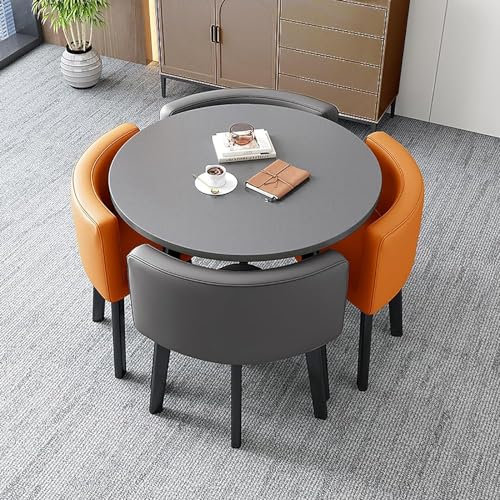 WSMYGS Tisch-Stühle-Set, Kleiner Esstisch für 4 Personen, Couchtisch, Stuhl-Kombination, Balkon, Wohnzimmer, Esstisch, runder Tisch mit 4 Stühlen, Möbel-Kombination, Küche, Kaffee, Büro