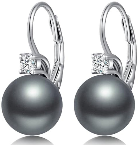 Boucle d'oreille perle argent 925 pendante femme noir perle Boucle d'oreille perles argent 03