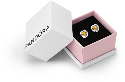 Pandora November Honey Eternity Circle Stud Earrings - Sterling Silver Birthstone Earrings with Man-Made Stones for Women - Gift for Her - With Gift Box