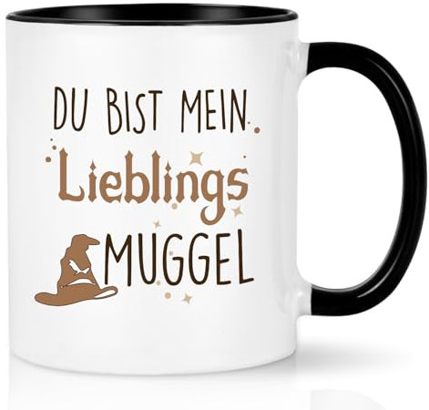 Joymaking Kaffeetasse Lustige Geschenk mit Spruch - Du bist mein Lieblings Muggel - Weihnachten Geschenkidee für Freund Freundin Klassenkamerad Geschenk zum Geburtstag Weihnachten, 320ml Schwarz