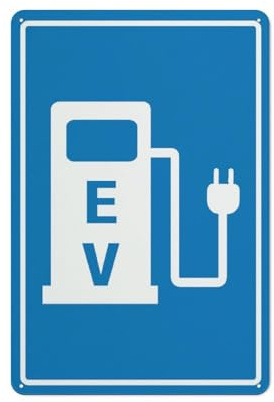 Ev Electric Vehicle Charging Station Sign Warning Sticker-Security Sign Outdoor Sign 12 X 8 Inches