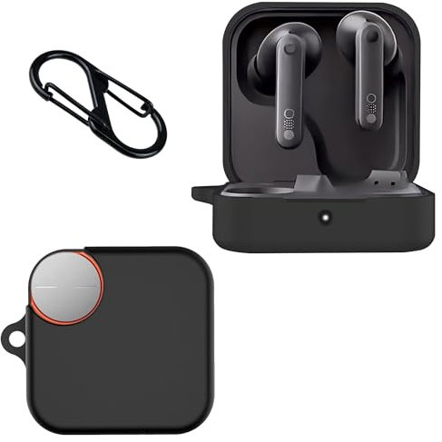 Rojeuinn Funda para CMF by Nothing Buds Pro 2,Suave Silicona Carcasa Protectora,Anti-Arañazos Protectora Case función de Mosquetón-Negro