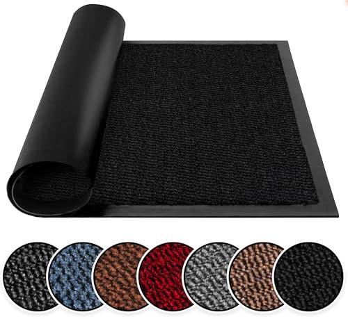 BLADO Washable Door Mats Indoor & Outdoor - Non-Slippery Heavy Duty Doormats Indoor - Stylish & Large Rubber Door Mat - Perfect Dust Grabbing Outdoor Door Mat (Black, 60cm x 120cm)