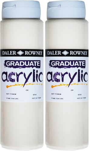 Daler Rowney Graduate Acrylic Paint, Plastic Bottle, 16.91oz - 500 ml, Buff Titanium (Pack of 2)