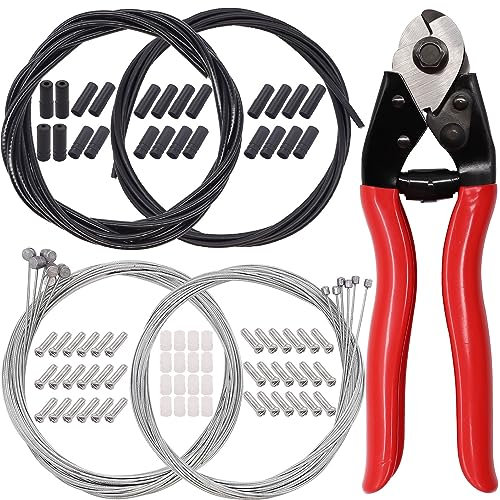 mxuteuk 87 Pcs Stainless Steel Wire Cutter Bike Brake Cable Housing Shifter Cable Housing Universal Bike Cable Kit Bicycle Brake Cable Shift Cable with Bike Cable End Caps O-Rings