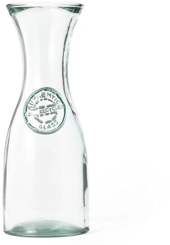 Carafe à eau en verre recyclé 800 ml Fabriqué en Europe Bouteille en verre durable pour la maison, le jardin, les barbecues pour l'eau, le jus, la sangria, etc. Certifié GRS