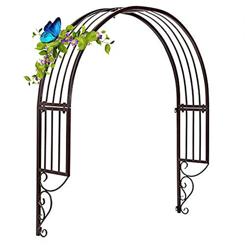 TONZN Wall-mounted Metal Pergola Arbor Archway Garden Arch W39.4xH35.5inch Climbing Plant Support Arbors Trellis