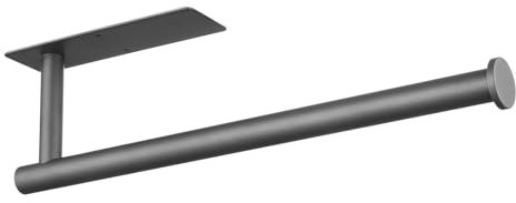 Eolax Papierrollenhalter, Papierrollenstange unter Küchenschrank, Geeignet für Küche, selbstklebend oder Wandmontage mit Bohrlöchern, SUS304 Edelstahl Rotguss grau