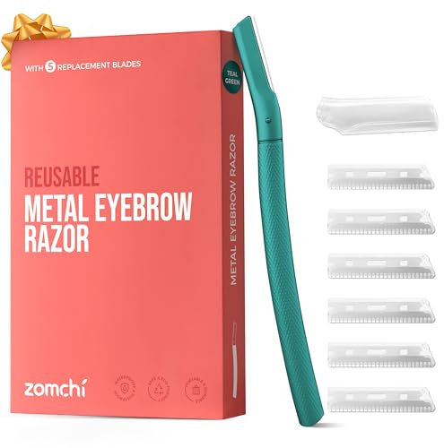 ZOMCHI Augenbrauenrasierer, Gesichtsrasierer für Damen und Herren, Augenbrauentrimmer Shaper mit Präzisionsabdeckung, Gesichtsrasierer mit 6 Klingen (Grün)