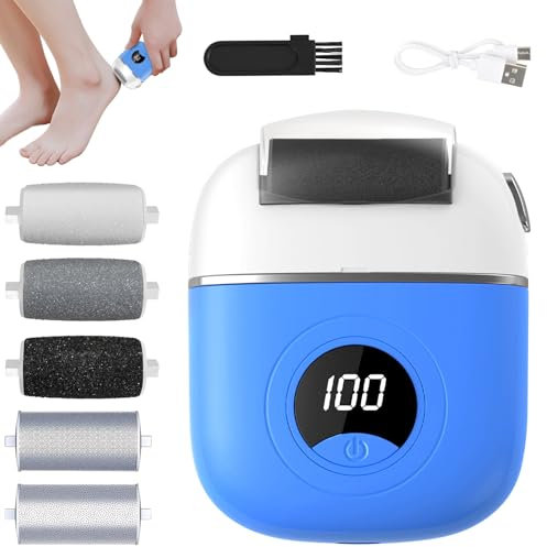 USB Rechargeable Electronic Foot File Pedicure Kits with 5 Replacement Rollers,Hard Skin Remover Foot,Foot File Electric,Electric Callus Remover for Feet,Dead Skin Remover Foot Care Skin Removers