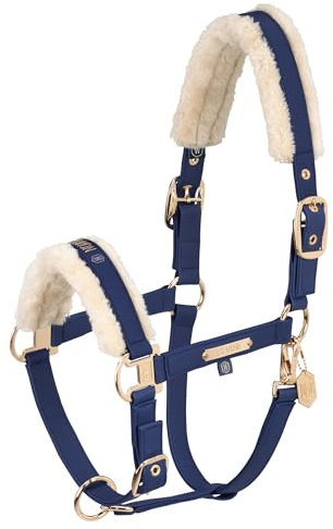 Eskadron Heritage Halfter Faux Leather Double Pin Almond/Trueblue/vintagegreen, Größe:Pony 2, Farbe:True Blue