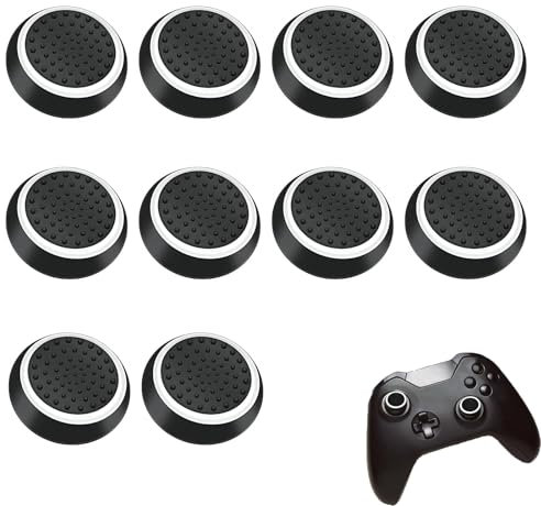 Lot de 10 poignées de manette, poignées de pouce en silicone analogique, compatibles avec manette PS4 et PS5