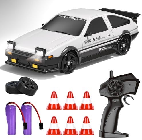 BuzzoXerex Drift Auto Ferngesteuert, Mini Drift Car, 1:24 4WD Mini RC Auto mit LED-Leuchten,18 km/h, RC Ferngesteuertes Spielzeugauto für Erwachsene und Kinder ab 6 Jahre älter (Weiß)