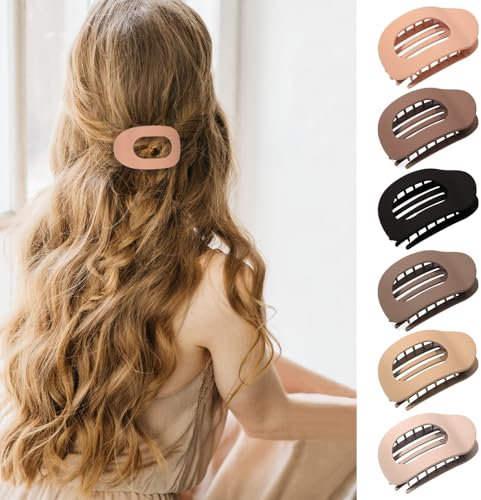 TTPSRY Lot de 6 Pince Cheveux Femmes Grande Pinces Griffes Clips Antidérapantes Epais Grosse Pince Plate Cheveux Colourful Barrette Pinces Hair Claw Clips Accessoires Cheveux pour Filles (Set A)