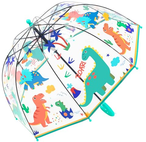 Chesoon Bonito Paraguas Infantil para Niños con Superficie de Cúpula Transparente Resistente al Viento Ligero para Niños Pequeños