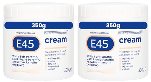 2x E45 Cream 350g – Straightforward Skincare Cream Moisturiser for Dry, Itchy & Sensitive Skin – Clinically Proven Eczema & Dermatitis Relief – Non-Greasy, Fragrance-Free Formula