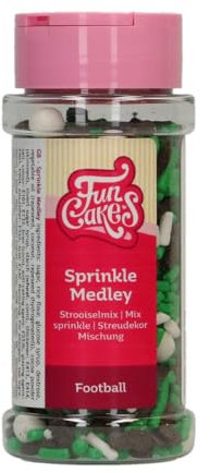 FunCakes Sprinkle Medley Fußball: Zuckerstreusel, Großartiger Geschmack, gut zum Dekorieren von Kuchen, Torten und Cakes, Sprinkle Mix. 65 g.