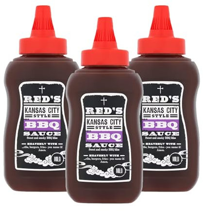 Red's Kansas City Style BBQ Sauce 320g | Sweet & Smoky Barbecue Sauce – Mild Heat – Perfect for Ribs, Burgers & Fries