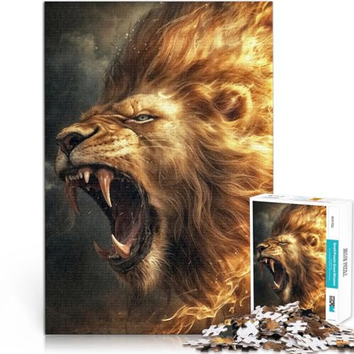 2000-teilige Puzzles für Teenager Familienspiel zum Stressabbau, schwierige Herausforderung Schwarze und goldene Löwen Geburtstagsgeschenk70x100cm