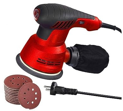 Ponceuse excentrique électrique 5 pouces 125mm plaque de ponçage ponceuse électrique traitement du bois meubles voiture polisseuse,Faible bruit(Rot)