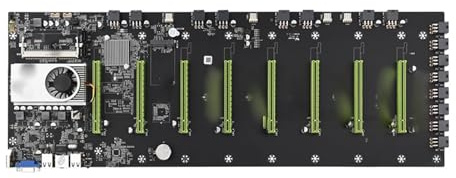 Scheda Madre Scheda madre for il mining di Bitcoin Fit For BTC-D37 con ventola CPU e 8 slot GPU (passo 55 mm), RAM DDR3, VGA integrata, basso consumo energetico