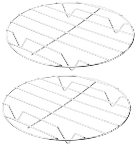 Veemoon 2Pcs Stainless Steel Bbq Rib Holder Rack for Grilling Steaks Pizza Baking Rack Lightweight Practical Outdoor Cooking Grates for Burgers Seafood Vegetables