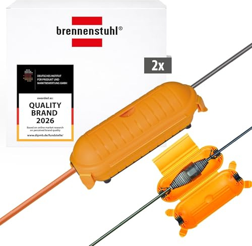 Brennenstuhl 2er Set Safe-Box Big IP44 / Schutzbox für Verlängerungskabel | Schutzkapsel für Kabel im Außenbereich, gelb