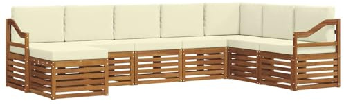 vidaXL Sofagarnituren 8 pcs Natur und Creme Massivholz Akazie, Garten-Sofa, modernes Ecksofa, robuster Outdoor-Möbel für Terrasse und Lounge, Bequeme Sitzgarnitur