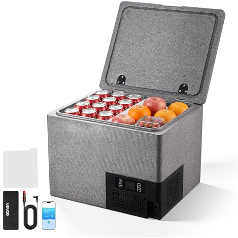 VEVOR Nevera Portátil para Coche 40 L, Zona Única, Refrigerador para Coche con Compresor 12/24 V CC, Temperatura Ajustable de -10 °C a 10 °C, para Autocaravanas, Furgonetas, Camping, Viajes, Barcos