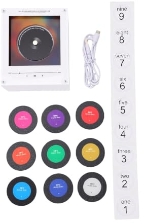 OPPWONG Reproductor de Música Magnético para Nevera, Acrílico, NFC, ABS | Reproductor de música con memoria de 256 GB, 9 discos de activación, luz nocturna, imán, decoración de escritorio para