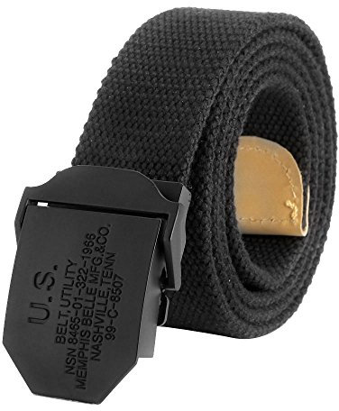 Ayliss® Militär Herren Stoffgürtel Leinwand Canvas Stoff Gürtel Jeansgürtel Belts(Schwarz, 140cm)