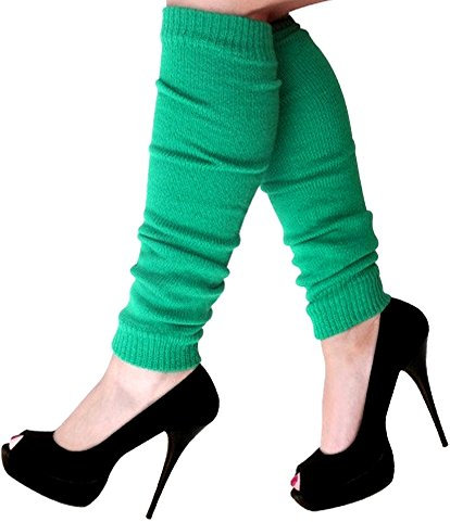 krautwear Damen Beinwärmer Stulpen Legwarmers Overknees gestrickte Strümpfe 80er Jahre 1980er Jahre, 1x Grün-dunkel, Einheitsgröße