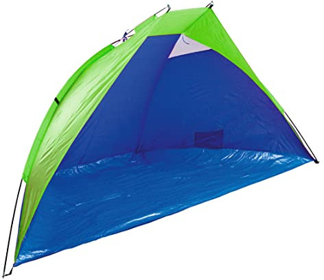 Idena 40321 - Strandmuschel Lido mit UV Schutz 40+, ca. 2,7 x 1,2 x 1,2 m, leicht und kompakt für den Transport, ideal für Strand, Freibad, Garten und im Urlaub, grün