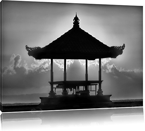 Pixxprint Pagode in Bali im Sonnenuntergang, Größe: 60x40cm, Leinwandbild, fertig gespannt, Wandbild, Dekoration, Kunstdruck, kein Poster