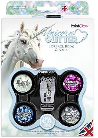 Unicorn Chunky Cosmetic Glitter Shaker Boxset fix gel Festival Glitter PaintGlow