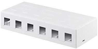 Goobay 79379 Keystone Leergehäuse 6 Port / Leeres Patchpanel für Keystone Module / 6-fach Patchfeld / Aufputzdose mit Snap-In-System / Weiß