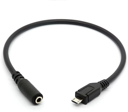 HTGuoji AUX-Audiokabel von Micro-USB-Stecker nach 3,5 mm Buchse für Headset-Adapter, Mikrofon Active Clip Mic (30cm)
