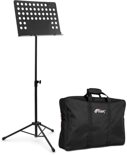 Mad About MUS27-BG Orchestra Music Stand with Integrated Page Holders and a Carry Bag Included – Black