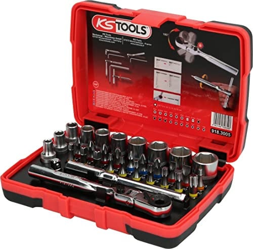 KS Tools 918.3005 1/4 TORSIONpower Bit-Stecknuss-Box, 33-tlg.
