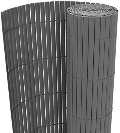 vidaXL Gartenzaun Doppelseitig Sichtschutzzaun Windschutz Sichtschutzmatte Sichtschutz Zaun Balkon Garten Terrasse PVC 90x500cm Grau